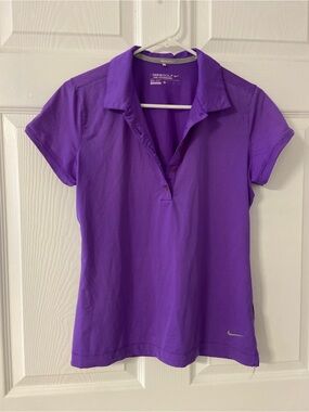 T39a- NIKE GOLF Purple DRI-FIT Active Golf Shirt